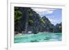 Outrigger Boats in the Crystal Clear Water in the Bacuit Archipelago, Palawan, Philippines-Michael Runkel-Framed Photographic Print