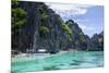 Outrigger Boats in the Crystal Clear Water in the Bacuit Archipelago, Palawan, Philippines-Michael Runkel-Mounted Photographic Print