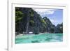 Outrigger Boats in the Crystal Clear Water in the Bacuit Archipelago, Palawan, Philippines-Michael Runkel-Framed Photographic Print