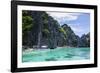 Outrigger Boats in the Crystal Clear Water in the Bacuit Archipelago, Palawan, Philippines-Michael Runkel-Framed Photographic Print