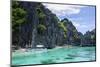 Outrigger Boats in the Crystal Clear Water in the Bacuit Archipelago, Palawan, Philippines-Michael Runkel-Mounted Photographic Print