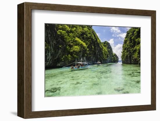 Outrigger Boats in the Crystal Clear Water in the Bacuit Archipelago, Palawan, Philippines-Michael Runkel-Framed Photographic Print