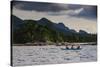 Outrigger Cruising on the Waters Near the Puerto Princesa Underground River, Palawan, Philippines-Michael Runkel-Stretched Canvas