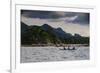 Outrigger Cruising on the Waters Near the Puerto Princesa Underground River, Palawan, Philippines-Michael Runkel-Framed Photographic Print