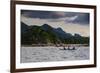 Outrigger Cruising on the Waters Near the Puerto Princesa Underground River, Palawan, Philippines-Michael Runkel-Framed Photographic Print
