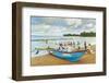 Outrigger Fishing Boat and People Pulling Net in by Hand to Shore Near Batu Karas-Rob-Framed Photographic Print