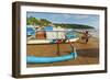 Outrigger Fishing Boats on West Beach of the Isthmus at This Major Beach Resort on the South Coast-Rob Francis-Framed Photographic Print