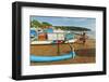 Outrigger Fishing Boats on West Beach of the Isthmus at This Major Beach Resort on the South Coast-Rob Francis-Framed Photographic Print