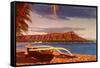 Outrigger on Beach by Diamond Head, Hawaii-null-Framed Stretched Canvas