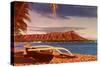 Outrigger on Beach by Diamond Head, Hawaii-null-Stretched Canvas