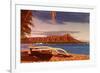 Outrigger on Beach by Diamond Head, Hawaii-null-Framed Premium Giclee Print