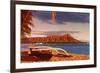 Outrigger on Beach by Diamond Head, Hawaii-null-Framed Premium Giclee Print