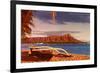 Outrigger on Beach by Diamond Head, Hawaii-null-Framed Premium Giclee Print