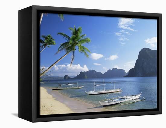 Outriggers at El Nido, Bascuit Bay, Palawan, Philippines-Steve Vidler-Framed Stretched Canvas