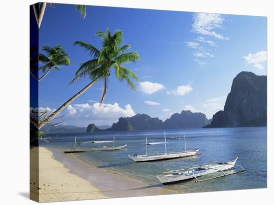 Outriggers at El Nido, Bascuit Bay, Palawan, Philippines-Steve Vidler-Stretched Canvas
