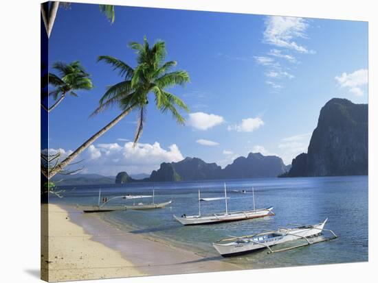 Outriggers at El Nido, Bascuit Bay, Palawan, Philippines-Steve Vidler-Stretched Canvas