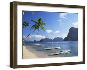 Outriggers at El Nido, Bascuit Bay, Palawan, Philippines-Steve Vidler-Framed Photographic Print