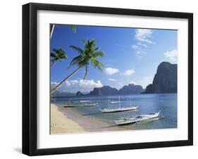 Outriggers at El Nido, Bascuit Bay, Palawan, Philippines-Steve Vidler-Framed Photographic Print
