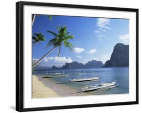 Outriggers at El Nido, Bascuit Bay, Palawan, Philippines-Steve Vidler-Framed Photographic Print