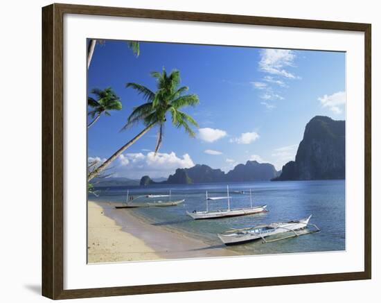 Outriggers at El Nido, Bascuit Bay, Palawan, Philippines-Steve Vidler-Framed Photographic Print