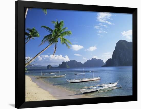 Outriggers at El Nido, Bascuit Bay, Palawan, Philippines-Steve Vidler-Framed Photographic Print