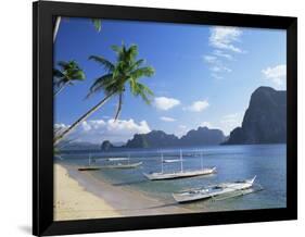 Outriggers at El Nido, Bascuit Bay, Palawan, Philippines-Steve Vidler-Framed Photographic Print