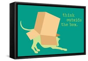 Outside Box - Green Version-Dog is Good-Framed Stretched Canvas