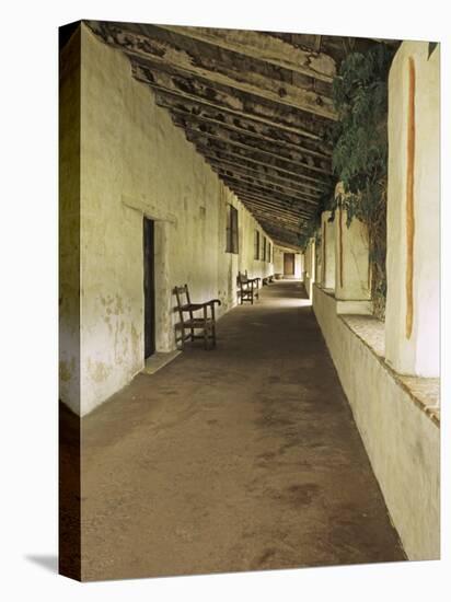 Outside Covered Passageway at the Mission Carmel Near Monterey, Carmel-By-The-Sea, California, USA-Dennis Flaherty-Stretched Canvas