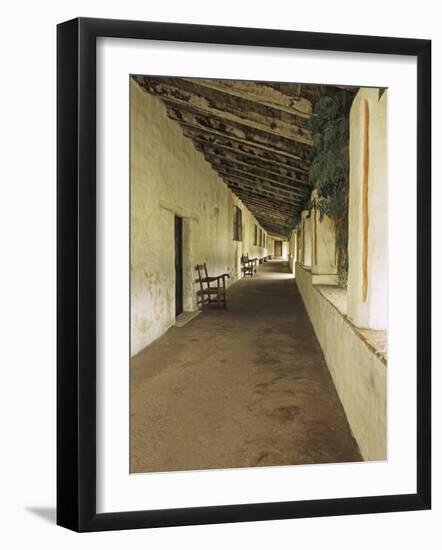 Outside Covered Passageway at the Mission Carmel Near Monterey, Carmel-By-The-Sea, California, USA-Dennis Flaherty-Framed Photographic Print