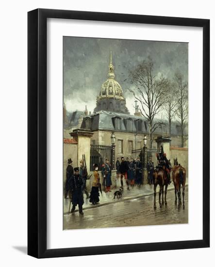 Outside Les Invalides, Paris-Jean-Baptiste Edouard Detaille-Framed Giclee Print