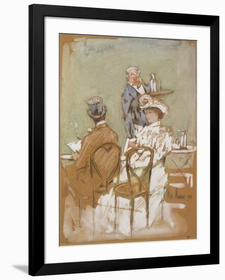 Outside the Cafe on the Grand Boulevard, 1898-Childe Hassam-Framed Giclee Print