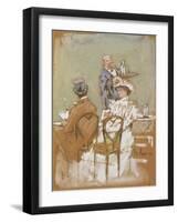 Outside the Cafe on the Grand Boulevard, 1898-Childe Hassam-Framed Giclee Print