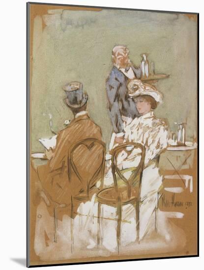 Outside the Cafe on the Grand Boulevard, 1898-Childe Hassam-Mounted Giclee Print