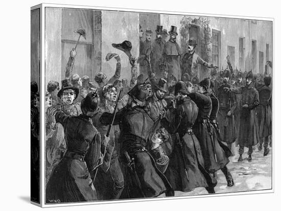 Outside the National Rent Office after the Arrest of O'Brien and Dillon, Loughrea, Ireland, 1887-null-Stretched Canvas