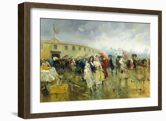 Outside the Plaza De Toros, Madrid, 1897-Eugenio Lucas Villamil-Framed Giclee Print