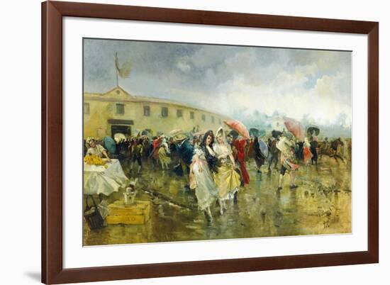 Outside the Plaza De Toros, Madrid, 1897-Eugenio Lucas Villamil-Framed Giclee Print