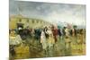 Outside the Plaza De Toros, Madrid, 1897-Eugenio Lucas Villamil-Mounted Giclee Print