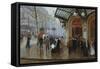 Outside the Theatre Du Vaudeville, Paris-Jean Béraud-Framed Stretched Canvas