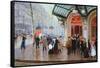 Outside the Vaudeville Theatre, Paris-Jean Béraud-Framed Stretched Canvas