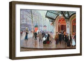 Outside the Vaudeville Theatre, Paris-Jean Béraud-Framed Giclee Print