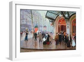 Outside the Vaudeville Theatre, Paris-Jean Béraud-Framed Giclee Print