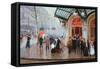 Outside the Vaudeville Theatre, Paris-Jean Béraud-Framed Stretched Canvas