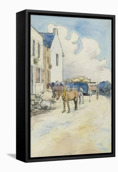 Outside the Wine Shop-Robert Polhill Bevan-Framed Stretched Canvas