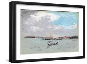 Outside Venice (Lagoon and Gondola)-Joseph Pennell-Framed Premium Giclee Print