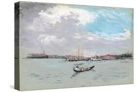 Outside Venice (Lagoon and Gondola)-Joseph Pennell-Stretched Canvas