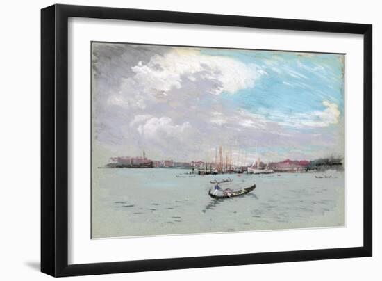 Outside Venice (Lagoon and Gondola)-Joseph Pennell-Framed Giclee Print