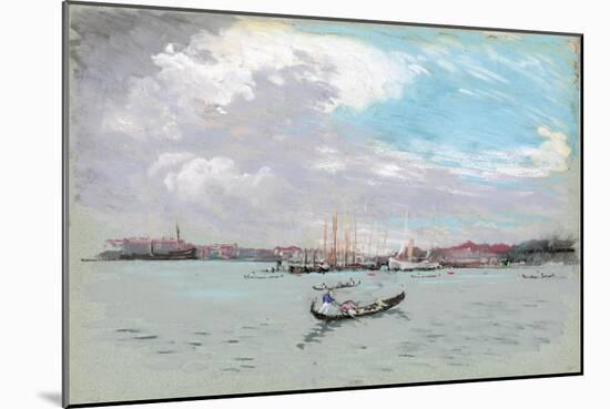 Outside Venice (Lagoon and Gondola)-Joseph Pennell-Mounted Giclee Print