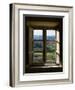 Outside View of Cypress Trees and Green Hills Through a Shabby Windows-ollirg-Framed Photographic Print