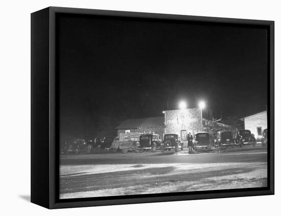 Outside View of Popular Roadhouse During Kansas Prohibition-null-Framed Stretched Canvas
