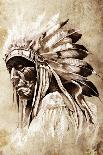Tattoo Sketch Of American Indian Tribal Chief Warrior-outsiderzone-Art Print
